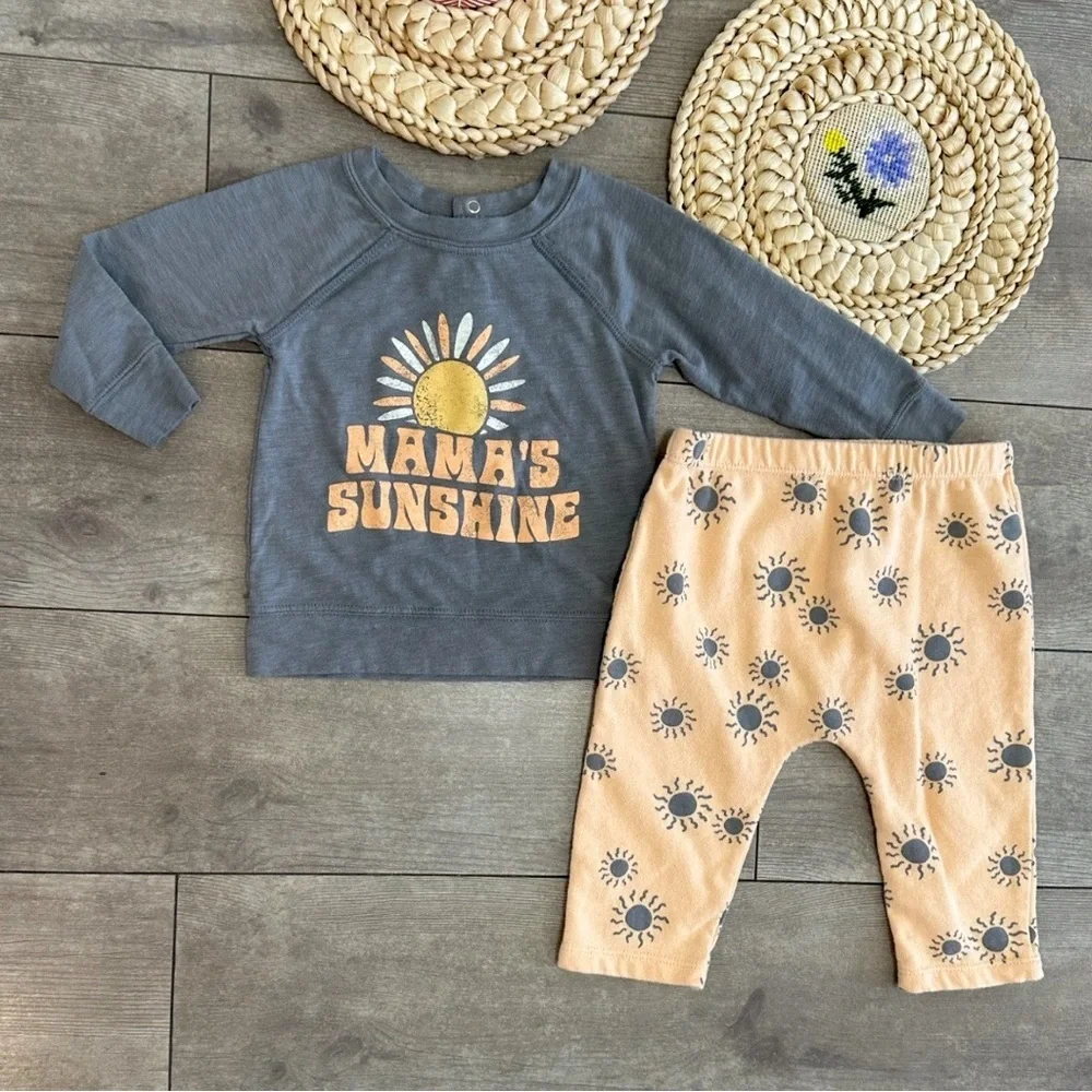 Grayson Mini ‘Mama’s Sunshine’ Boho Casual Outfit Set - 12 Months Baby Boy Girl